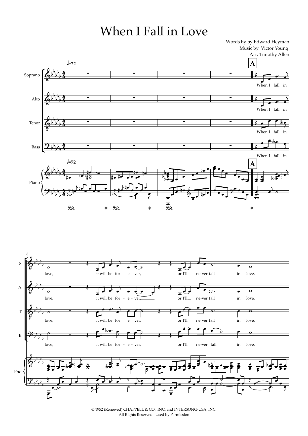 When I Fall In Love (arr. Tim Allen) – Full Score When I Fall In Love (arr. Tim Allen) – Full Score