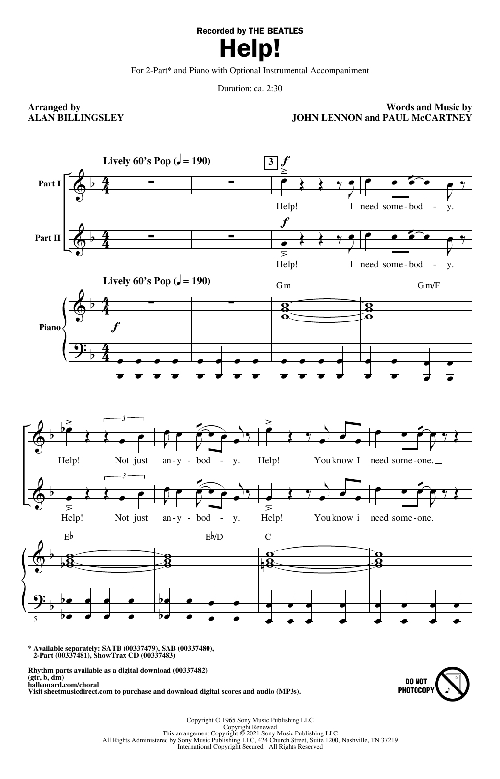 Help! (arr. Alan Billingsley)