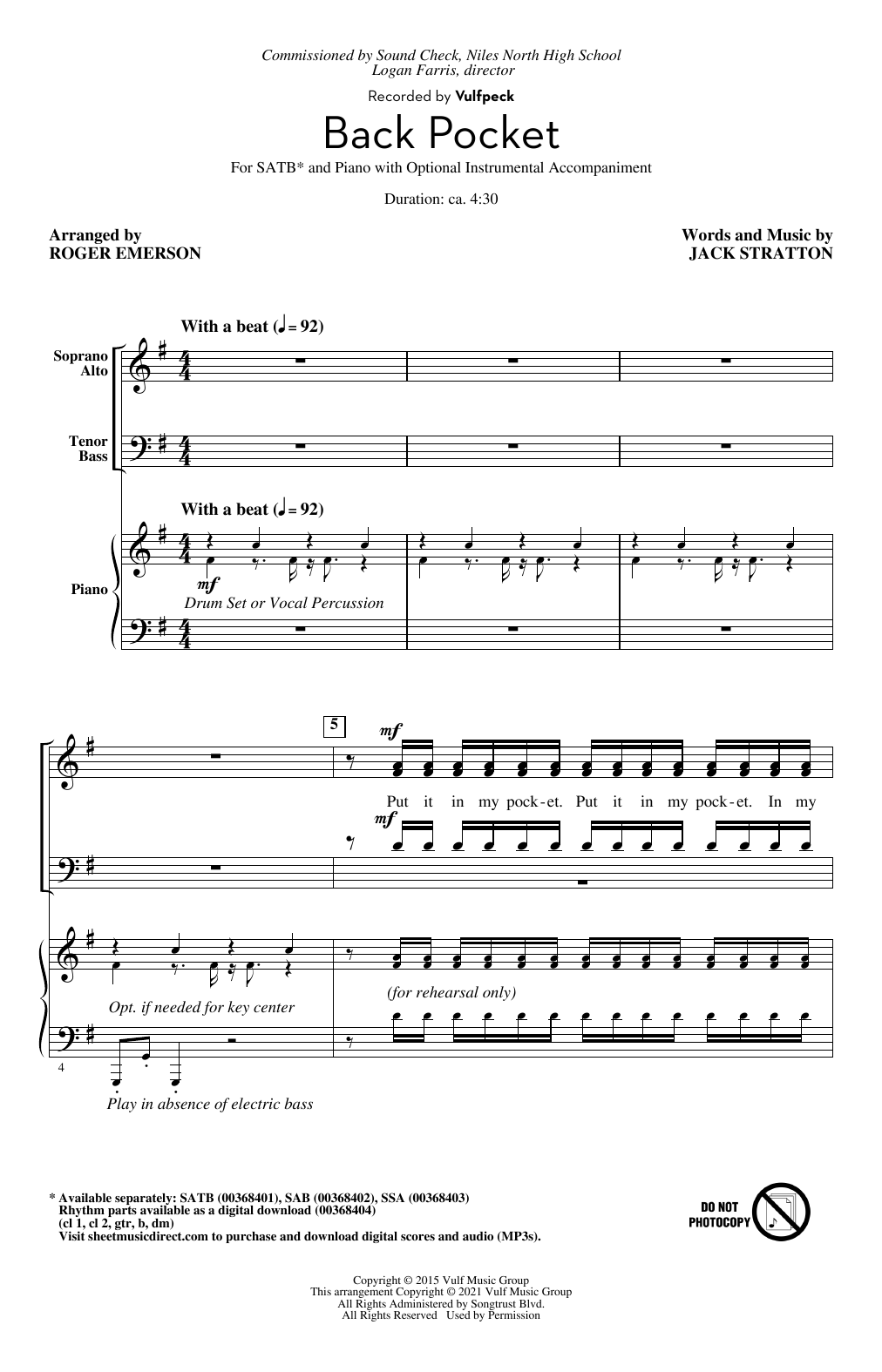 Back Pocket (arr. Roger Emerson)