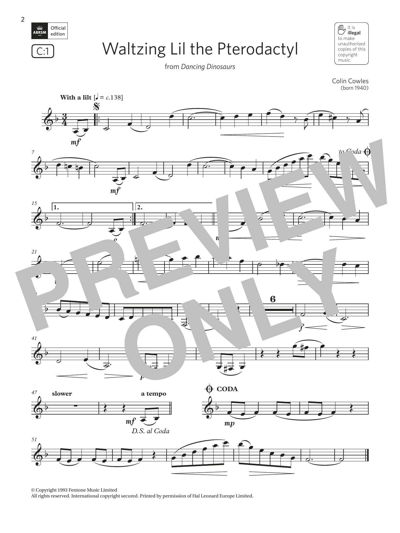 Waltzing Lil the Pterodactyl (Grade 3 List C1 from the ABRSM Clarinet syllabus from 2022) Waltzing Lil the Pterodactyl (Grade 3 List C1 from the ABRSM Clarinet syllabus from 2022)