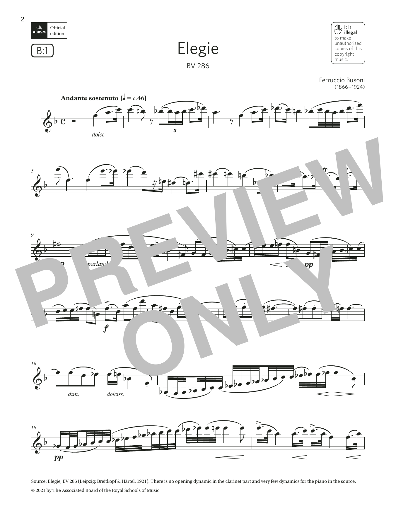 Elegie, BV 286 (Grade 7 List B1 from the ABRSM Clarinet syllabus from 2022) Elegie, BV 286 (Grade 7 List B1 from the ABRSM Clarinet syllabus from 2022)
