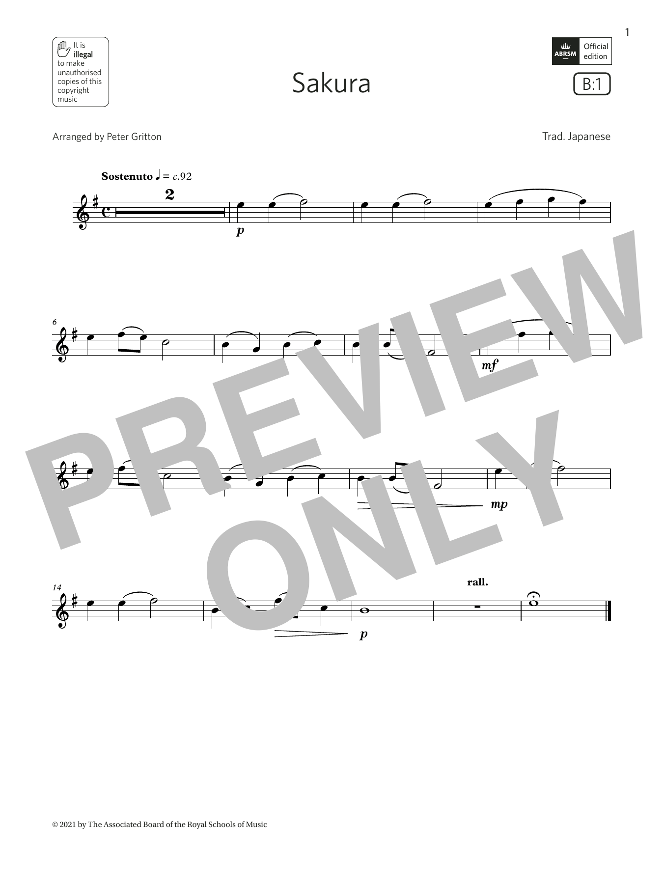 Sakura (Grade 1 List B1 from the ABRSM Flute syllabus from 2022) Sakura (Grade 1 List B1 from the ABRSM Flute syllabus from 2022)