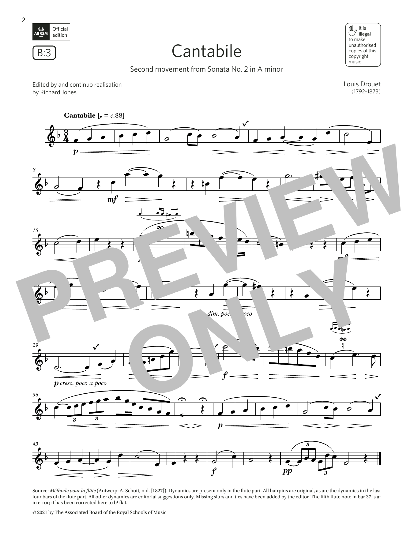 Cantabile (from Sonata No. 2 in A minor) (Grade 4 List B3 from the ABRSM Flute syllabus from 2022) Cantabile (from Sonata No. 2 in A minor) (Grade 4 List B3 from the ABRSM Flute syllabus from 2022)