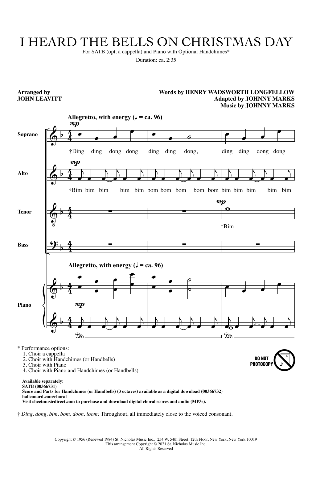 I Heard The Bells On Christmas Day (arr. John Leavitt)