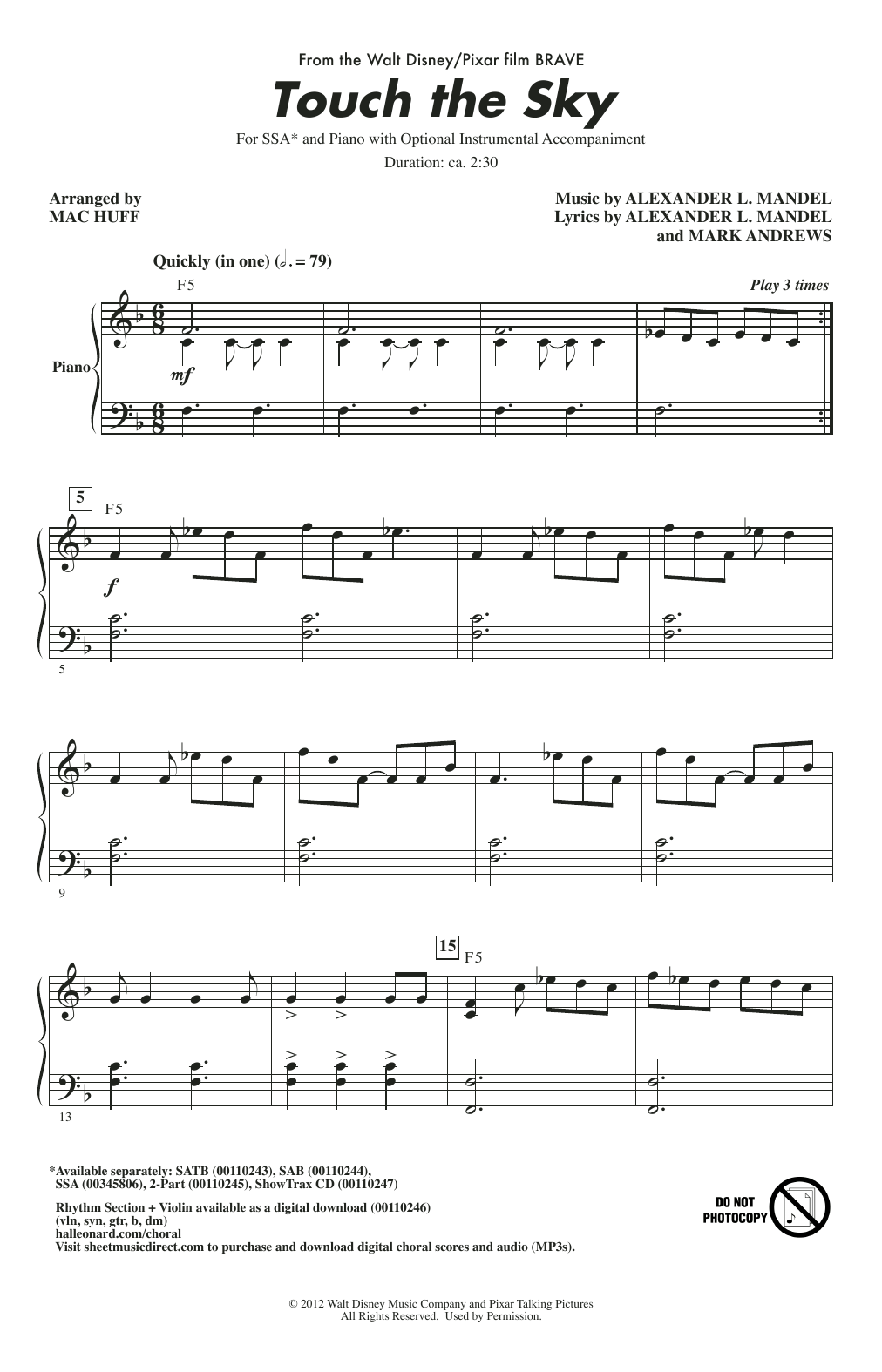 Touch The Sky (from Brave) (arr. Mac Huff)