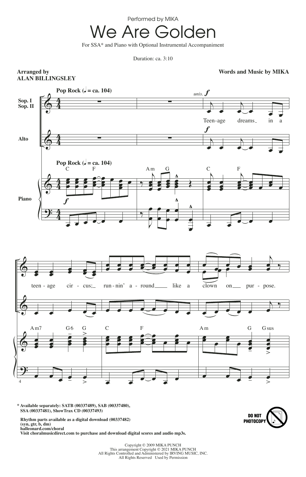 We Are Golden (arr. Alan Billingsley)