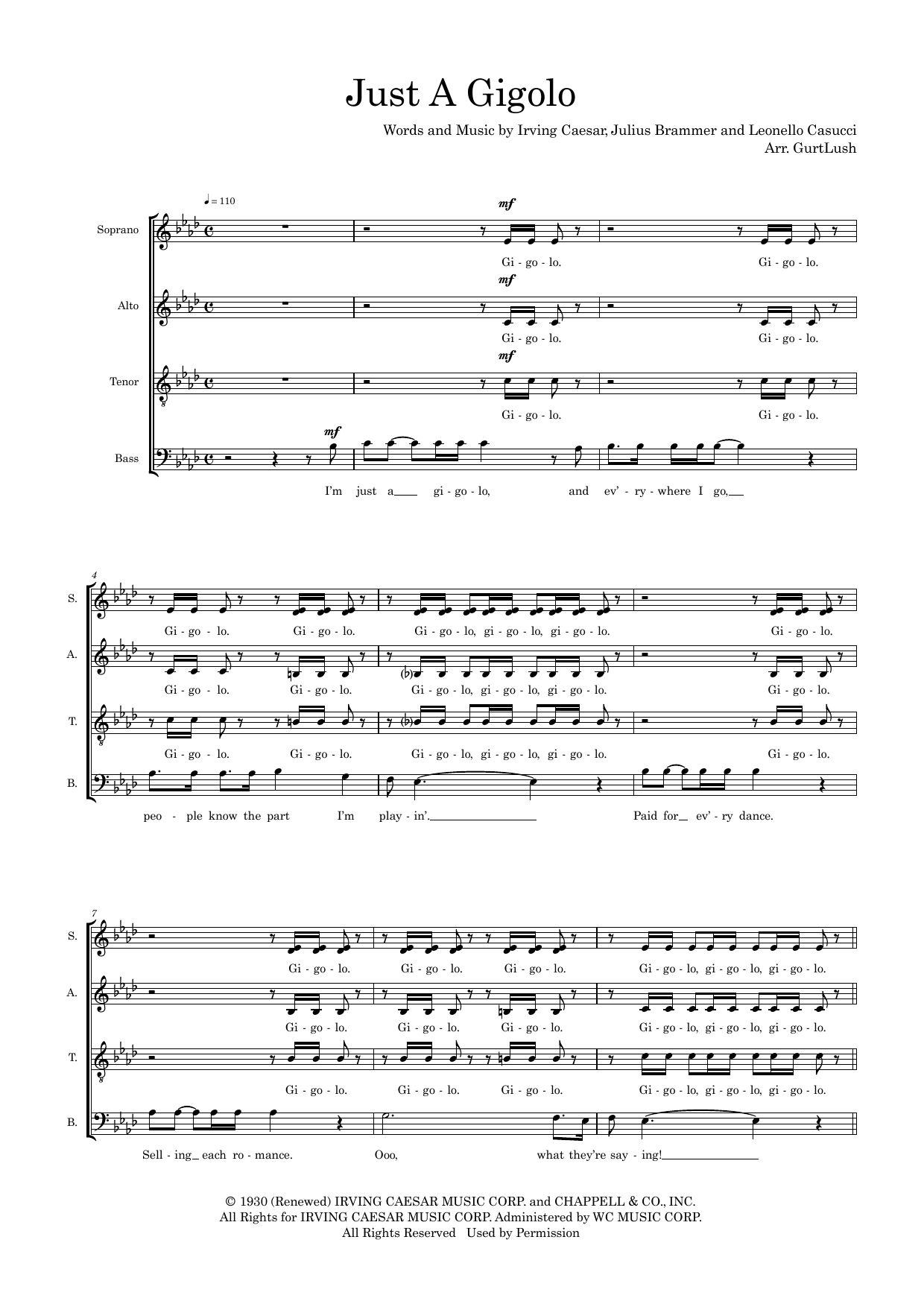 Just A Gigolo (arr. Sam Burns) Just A Gigolo (arr. Sam Burns)