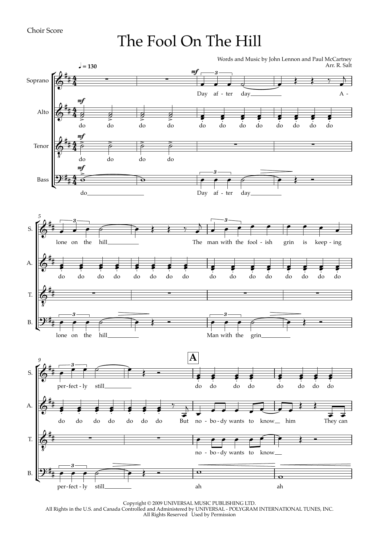 The Fool on the Hill (SAATB) (arr. Richard Salt) – Choral Score The Fool on the Hill (SAATB) (arr. Richard Salt) – Choral Score