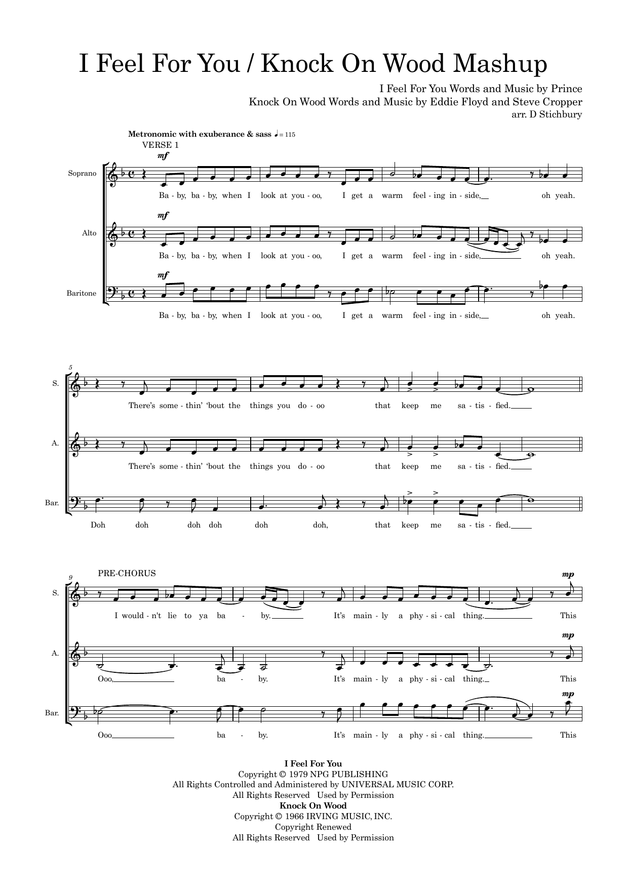 I Feel For You / Knock On Wood Mashup (arr. Dom Stichbury) I Feel For You / Knock On Wood Mashup (arr. Dom Stichbury)