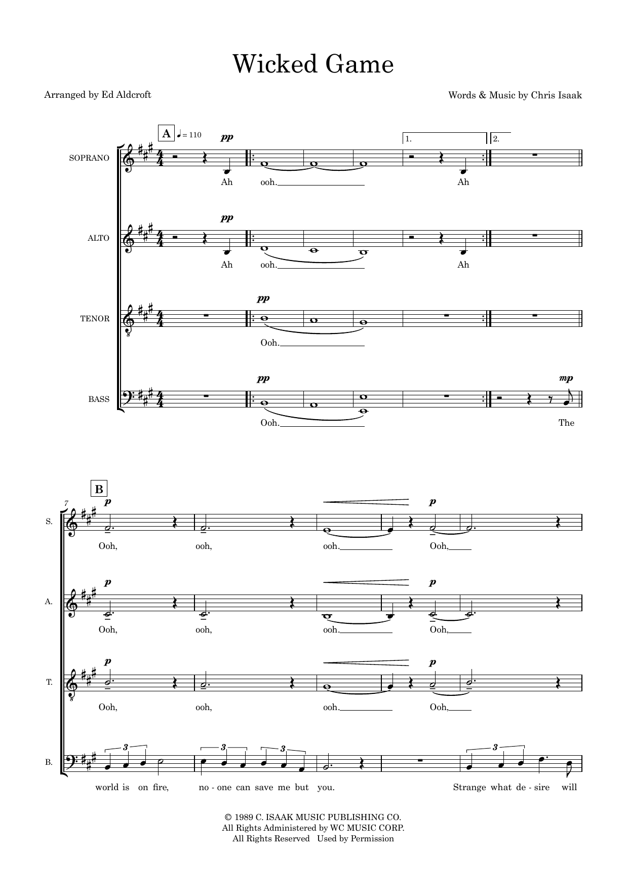 Wicked Game (arr. Ed Aldcroft) Wicked Game (arr. Ed Aldcroft)