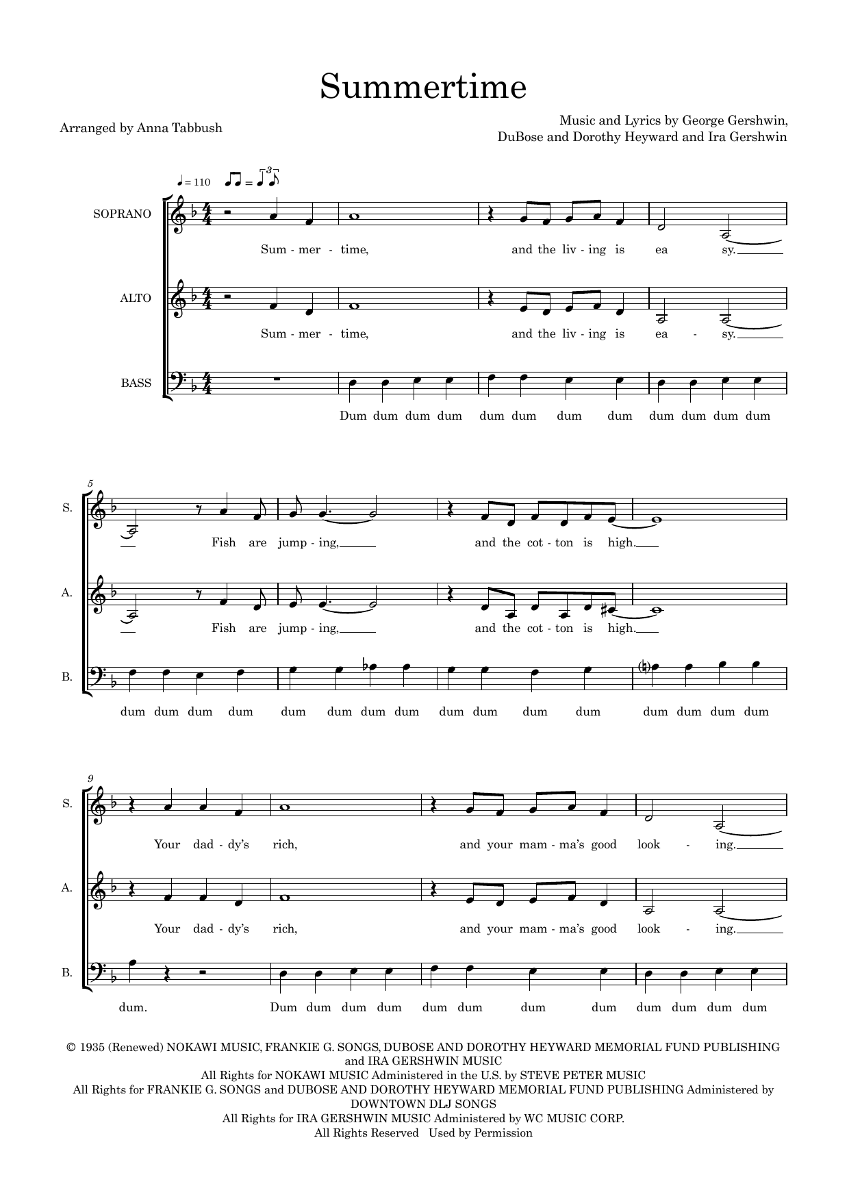Summertime (arr. Anna Tabbush) Summertime (arr. Anna Tabbush)