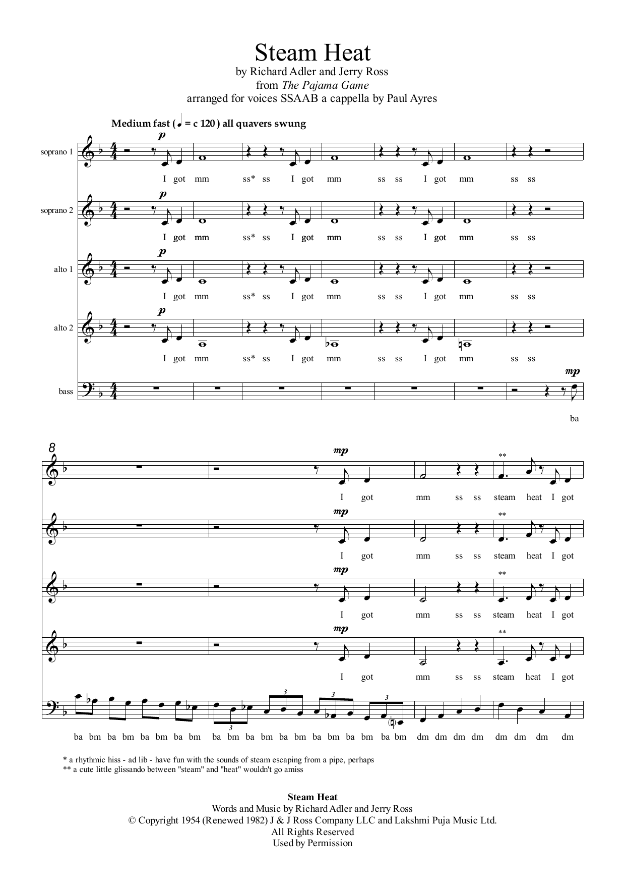 Steam Heat (arr. Paul Ayres) Steam Heat (arr. Paul Ayres)