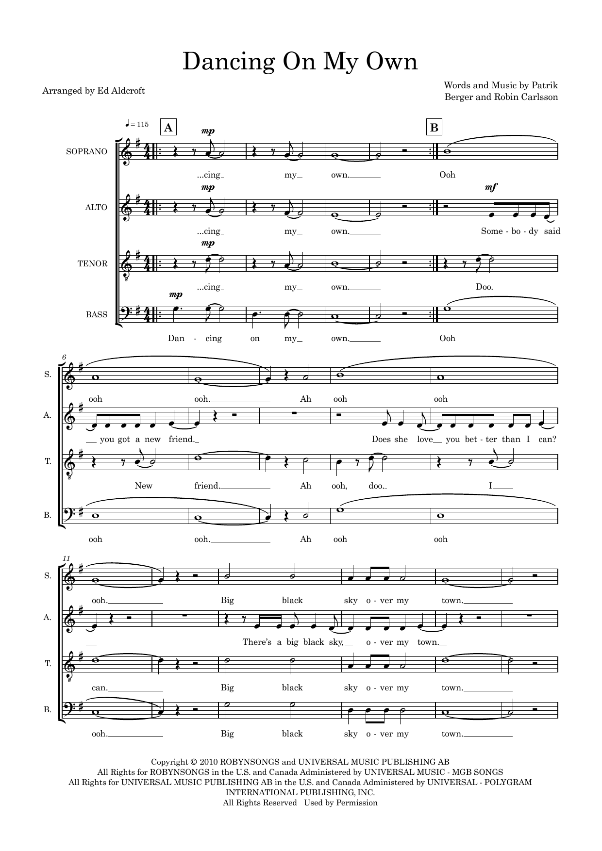 Dancing On My Own (arr. Ed Aldcroft) Dancing On My Own (arr. Ed Aldcroft)