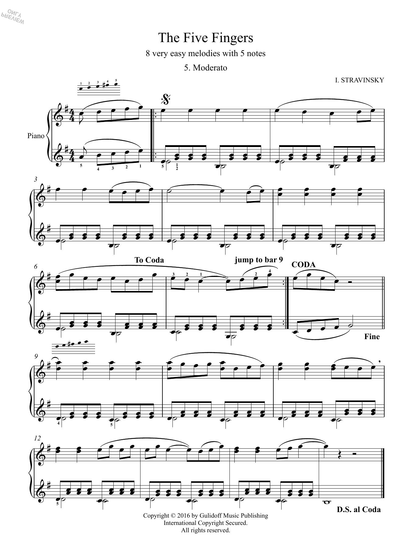 Five Fingers: 5. Moderato Five Fingers: 5. Moderato