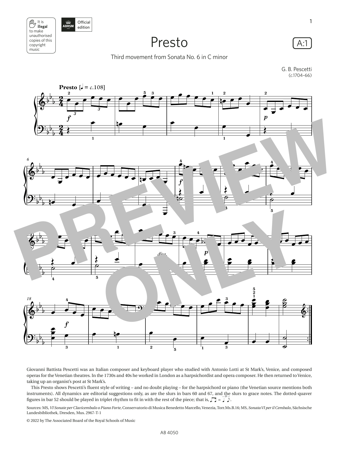 Presto (Grade 4, list A1, from the ABRSM Piano Syllabus 2023 & 2024) Presto (Grade 4, list A1, from the ABRSM Piano Syllabus 2023 & 2024)