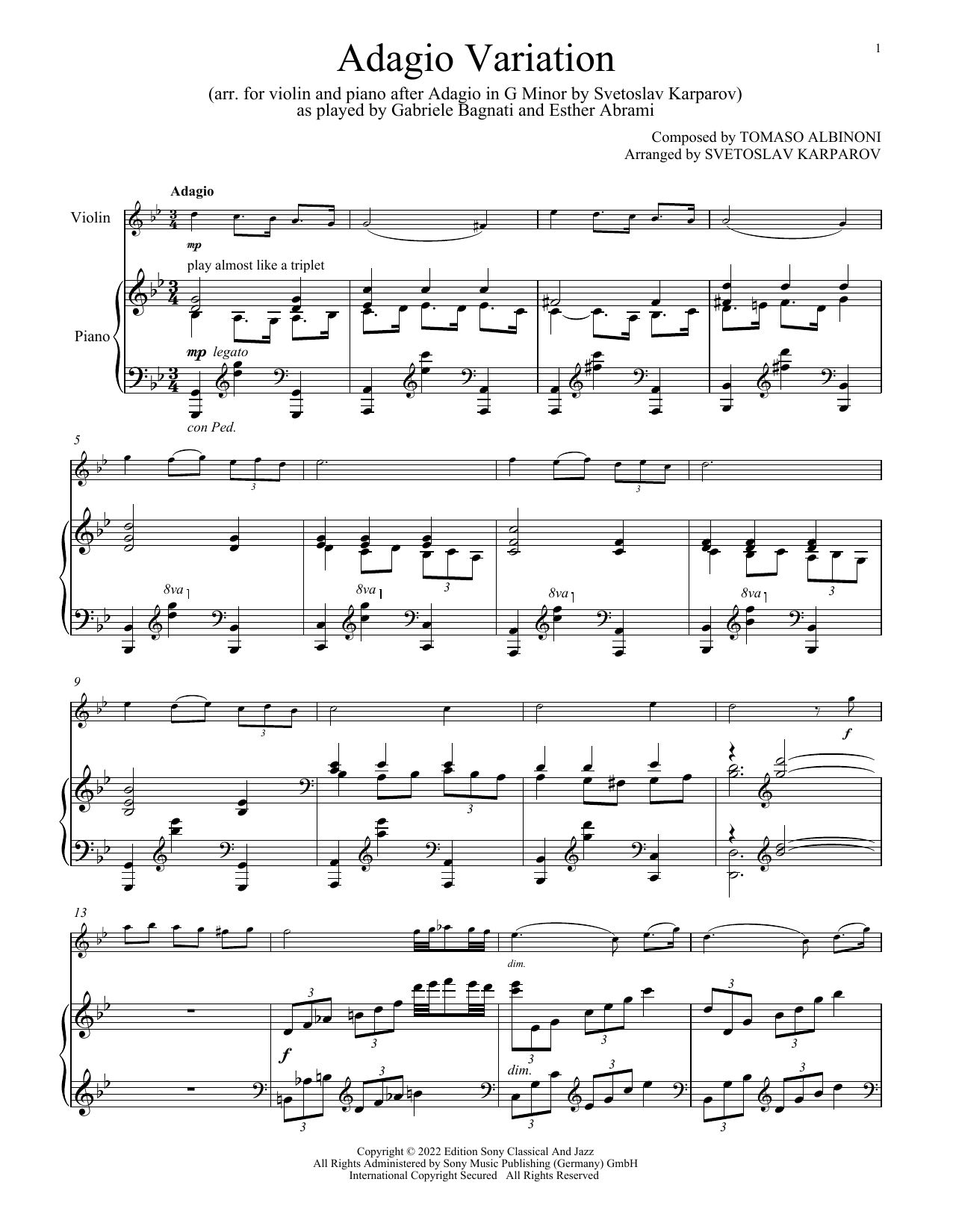 Adagio Variation (arr. Svetoslav Karparov) Adagio Variation (arr. Svetoslav Karparov)