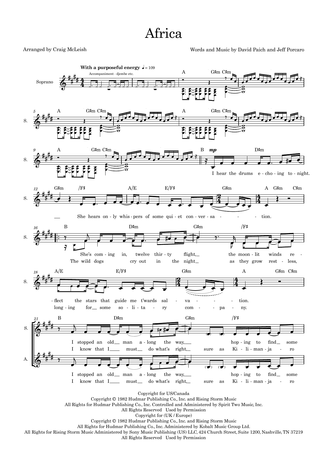 Africa (arr. Craig McLeish) Africa (arr. Craig McLeish)
