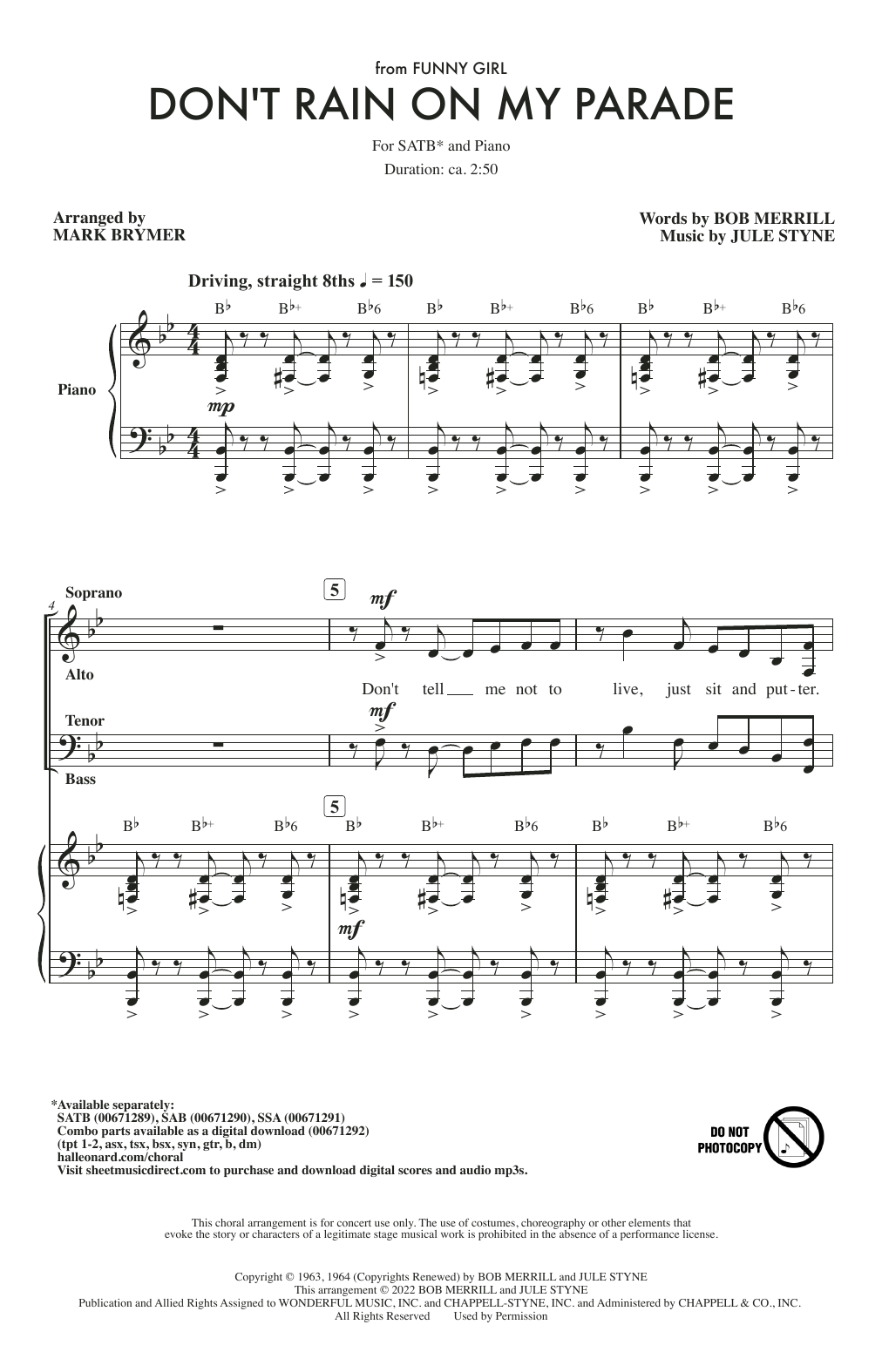 Don’t Rain On My Parade (from Funny Girl) (arr. Mark Brymer)