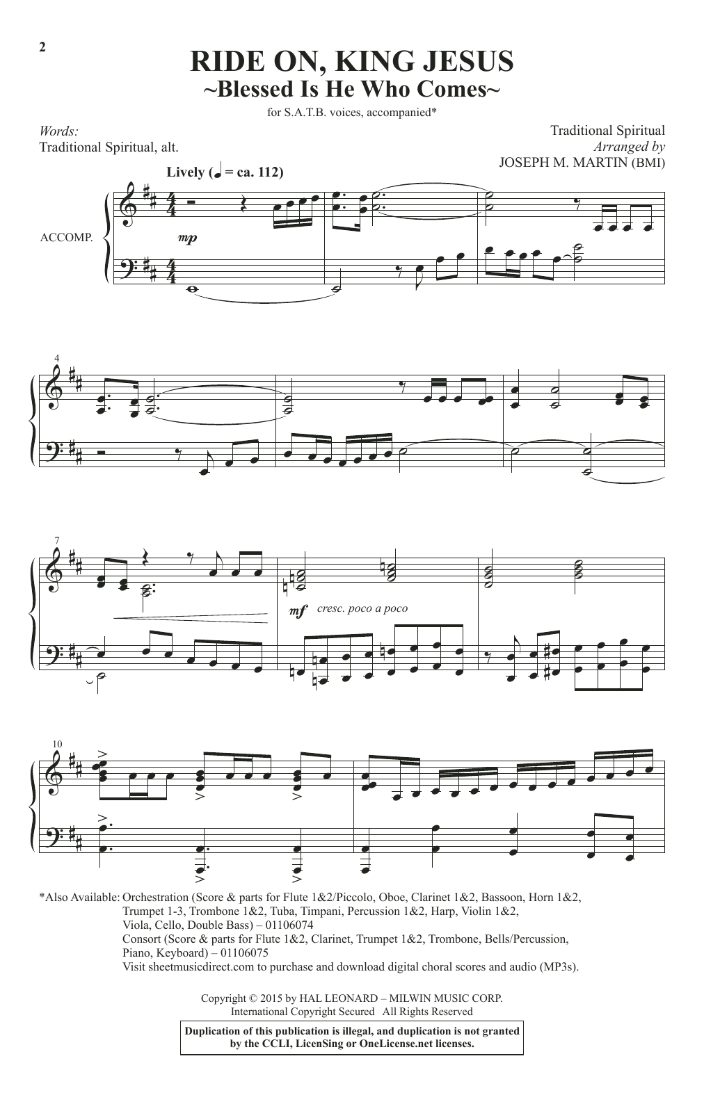 Ride On, King Jesus (arr. Joseph M. Martin)