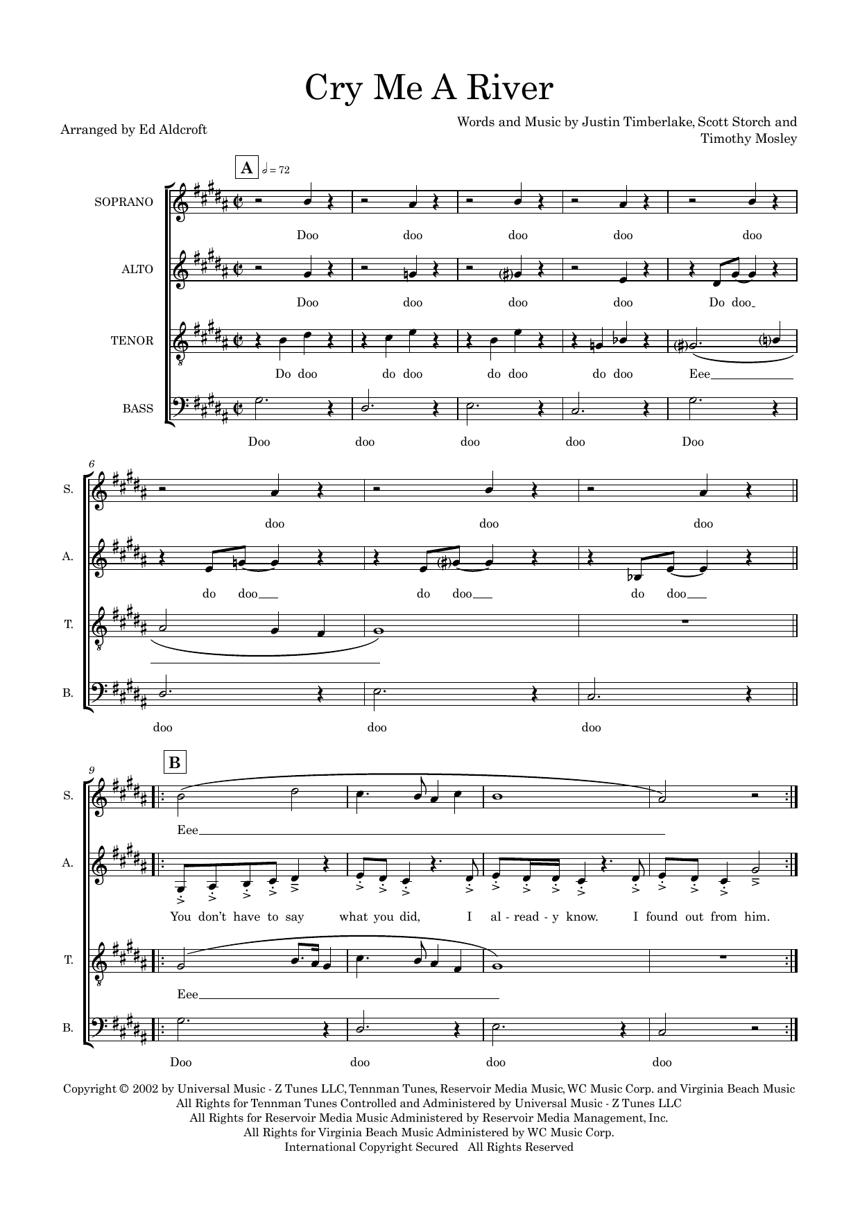 Cry Me A River (arr. Ed Aldcroft) – Trombone 2 (C) Cry Me A River (arr. Ed Aldcroft) – Trombone 2 (C)