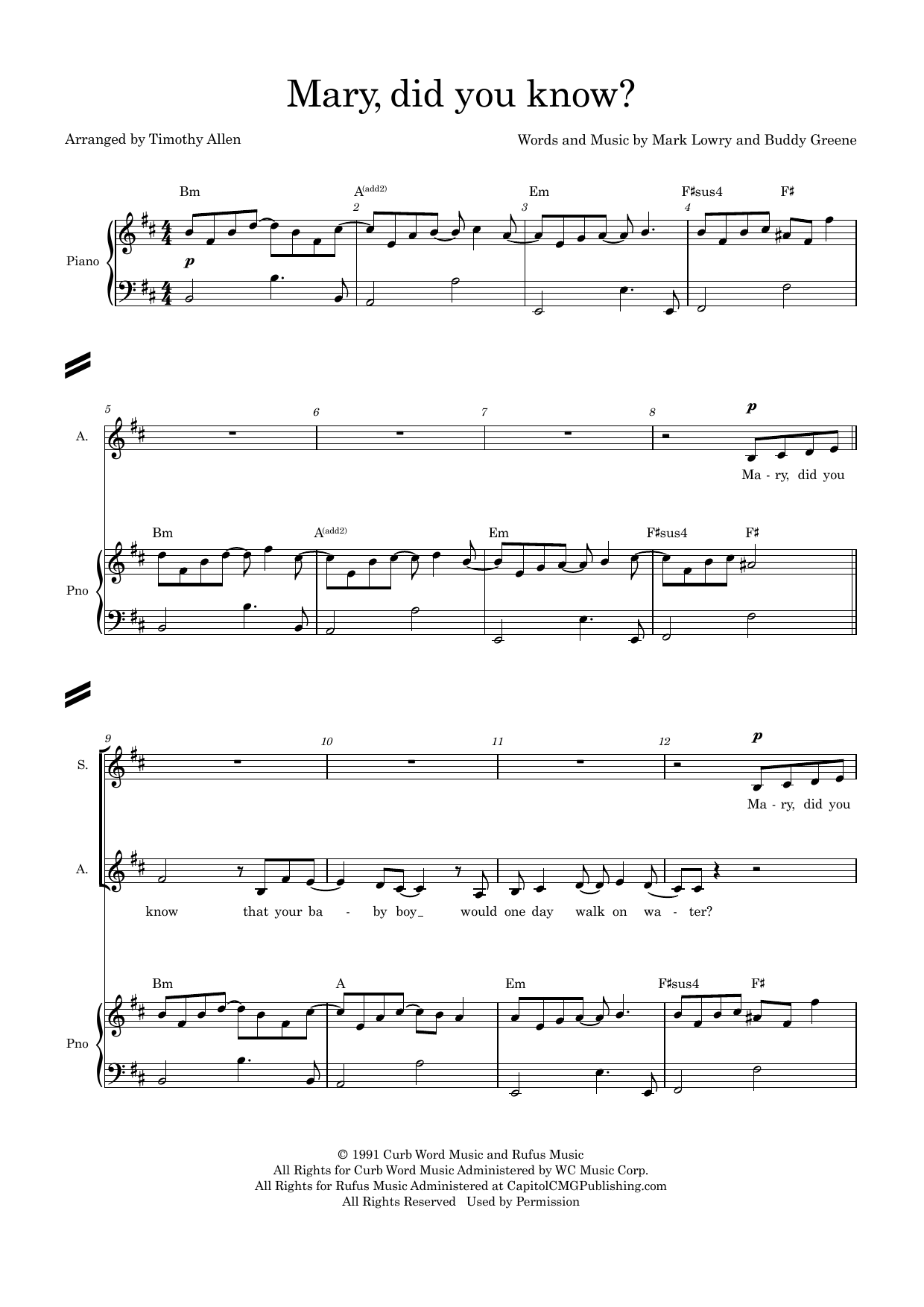 Mary, Did You Know – Full Score Mary, Did You Know – Full Score