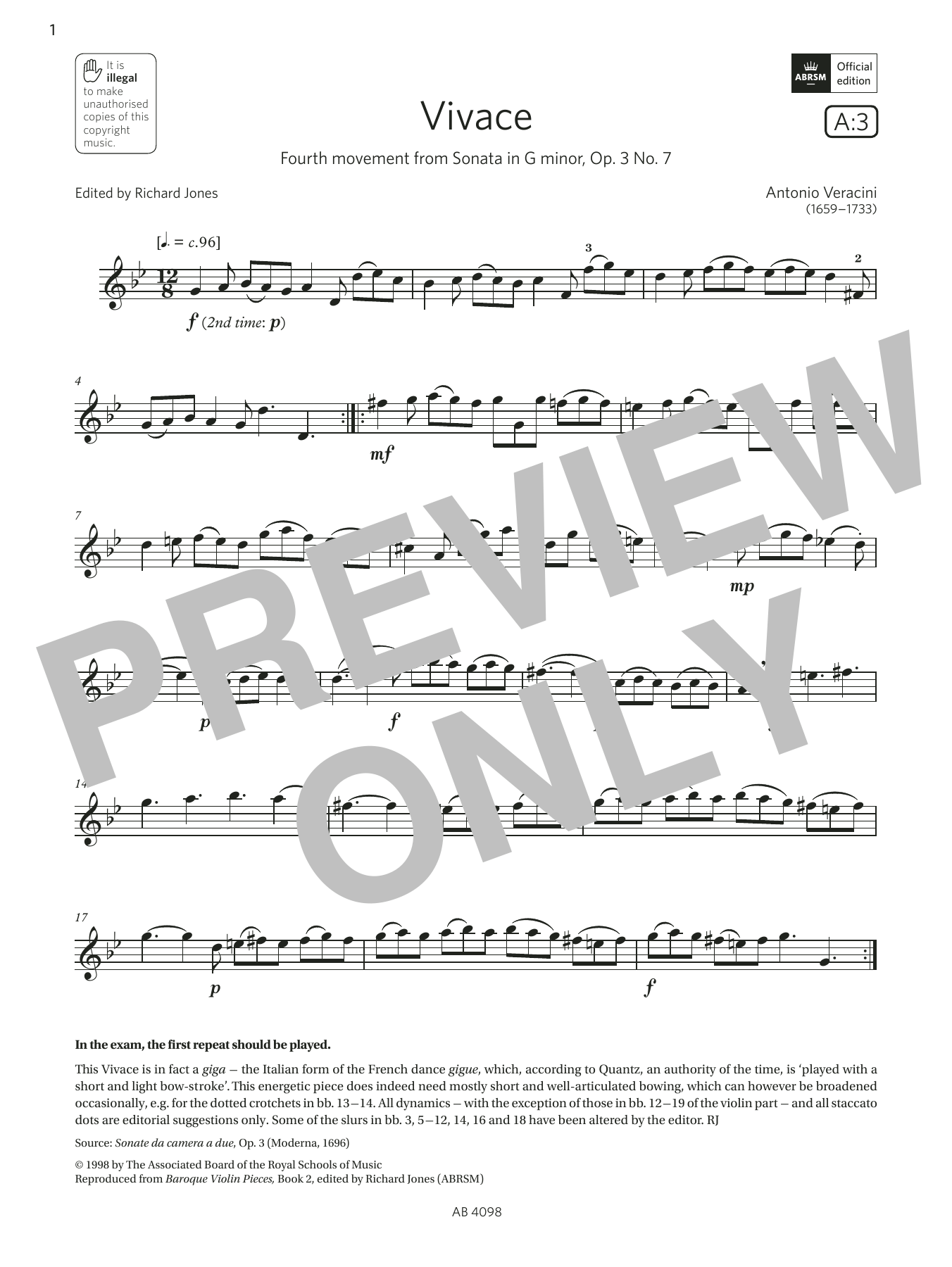 Vivace (Grade 4, A3, from the ABRSM Violin Syllabus from 2024) Vivace (Grade 4, A3, from the ABRSM Violin Syllabus from 2024)