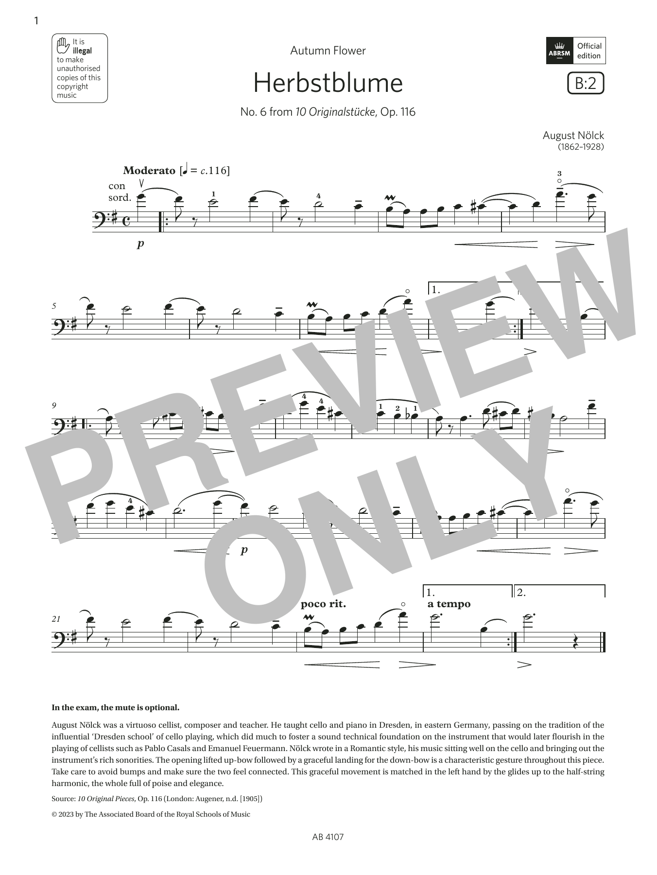 Herbstblume (Grade 4, B2, from the ABRSM Cello Syllabus from 2024) Herbstblume (Grade 4, B2, from the ABRSM Cello Syllabus from 2024)