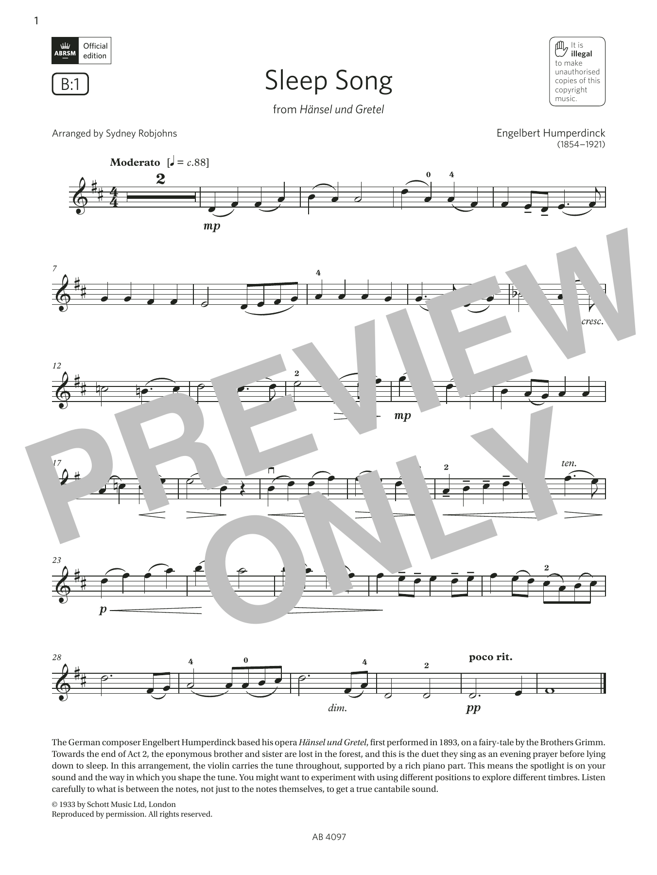Sleep Song (Grade 3, B1, from the ABRSM Violin Syllabus from 2024) Sleep Song (Grade 3, B1, from the ABRSM Violin Syllabus from 2024)