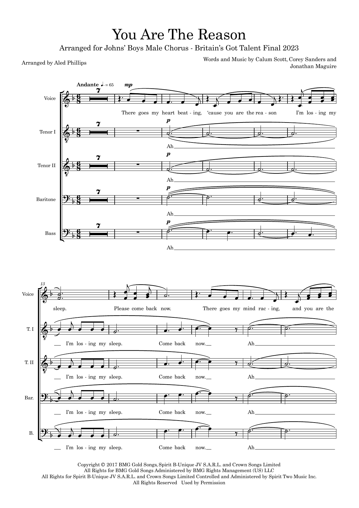 You Are The Reason (arr. Aled Phillips) – Choral Score You Are The Reason (arr. Aled Phillips) – Choral Score