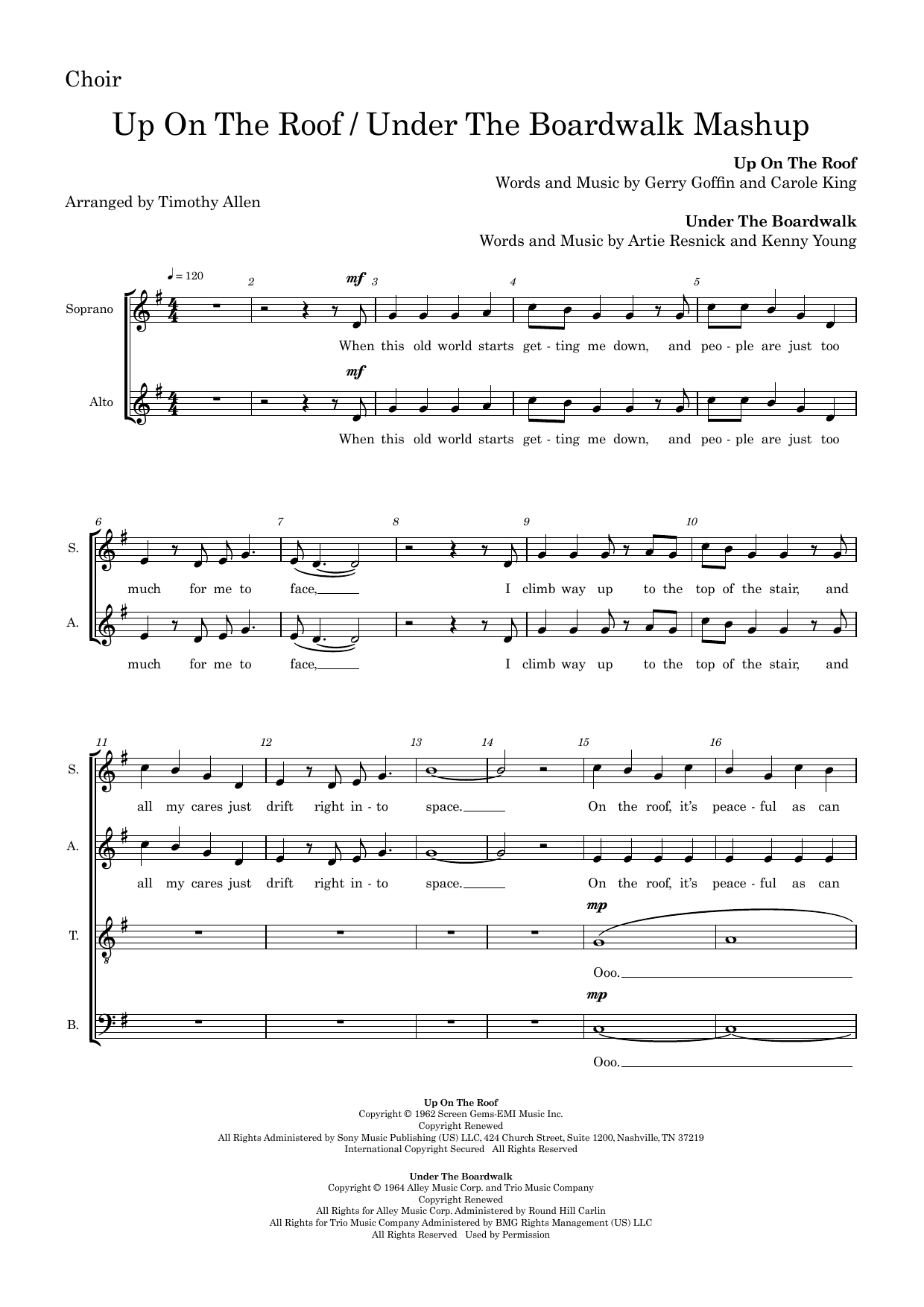 Up On The Roof / Under The Boardwalk Mashup – Choral Score Up On The Roof / Under The Boardwalk Mashup – Choral Score