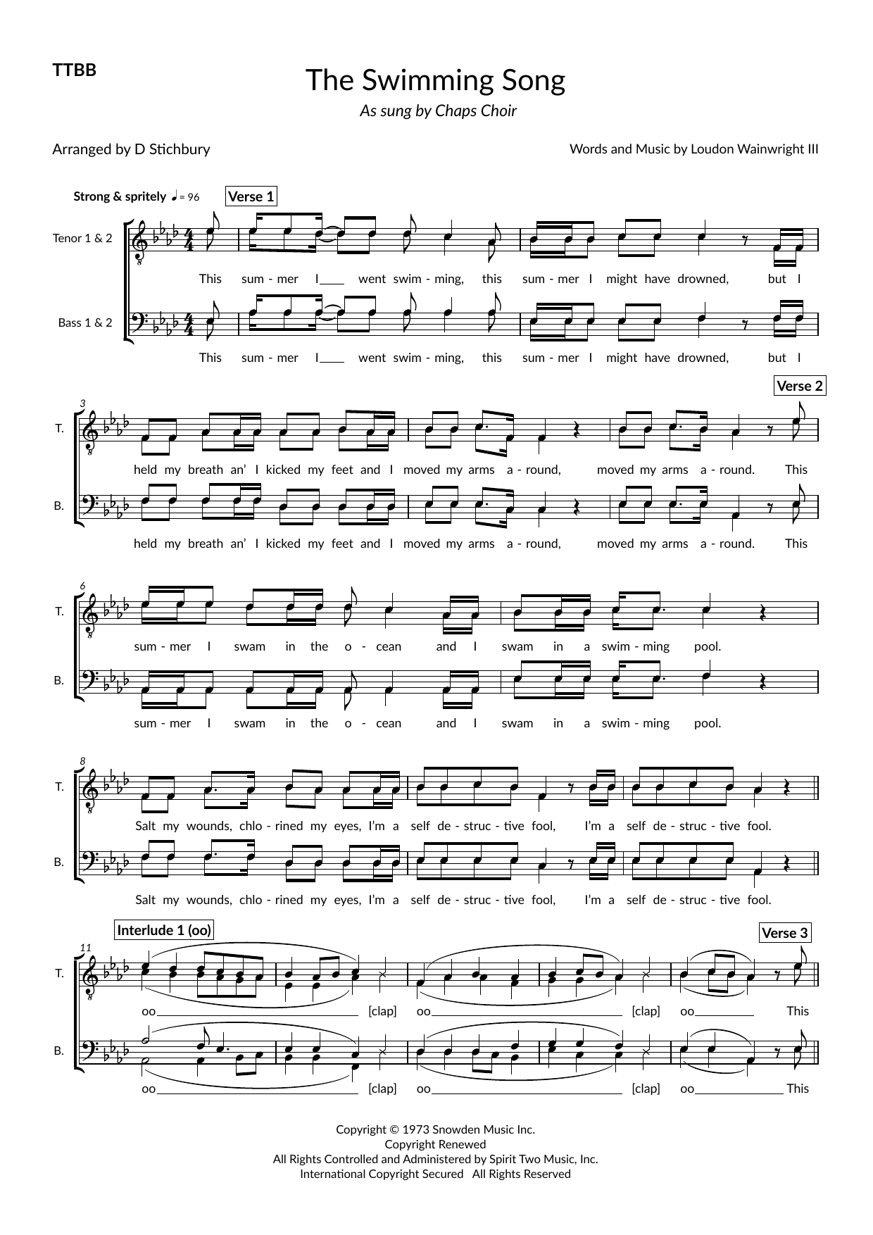 The Swimming Song (arr. Dom Stichbury) The Swimming Song (arr. Dom Stichbury)
