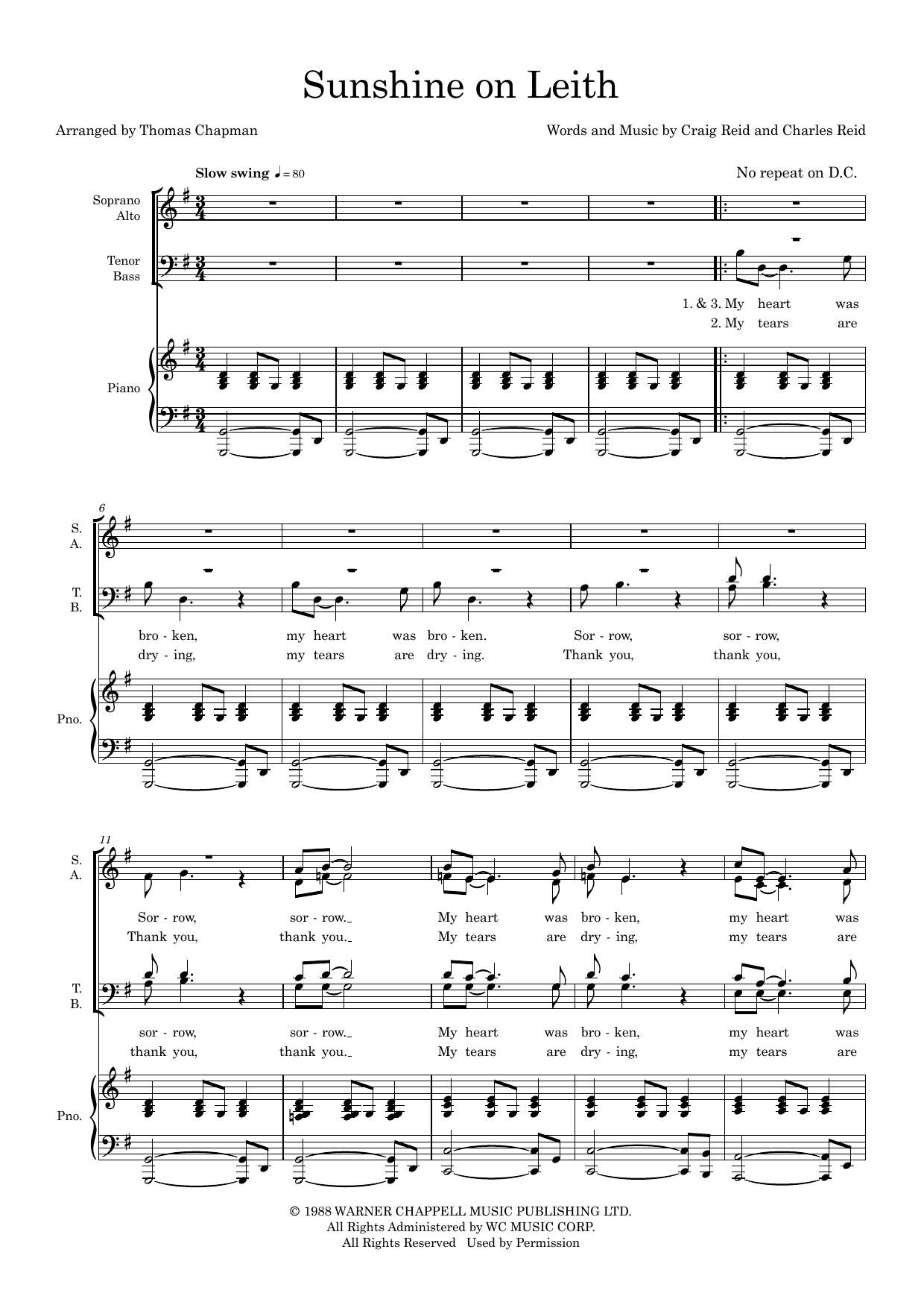 Sunshine On Leith (arr. Thomas Chapman) Sunshine On Leith (arr. Thomas Chapman)