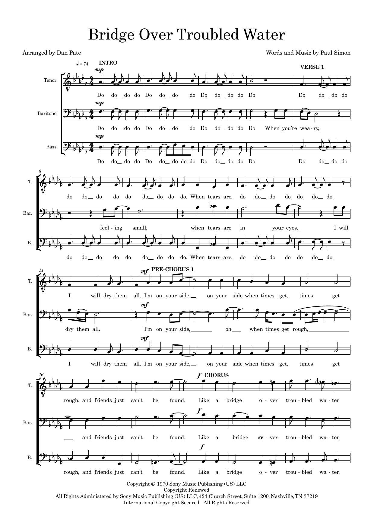 Bridge Over Troubled Water (arr. Dan Pate) Bridge Over Troubled Water (arr. Dan Pate)