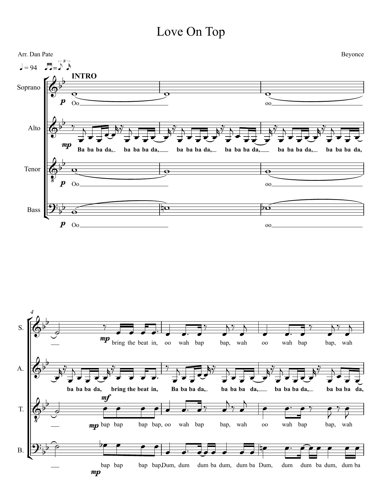 Love On Top (arr. Dan Pate) Love On Top (arr. Dan Pate)