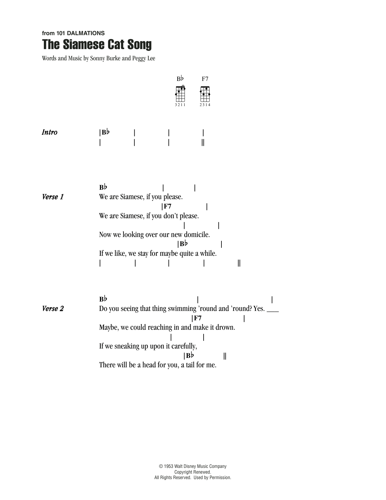 The Siamese Cat Song (from Lady And The Tramp) The Siamese Cat Song (from Lady And The Tramp)