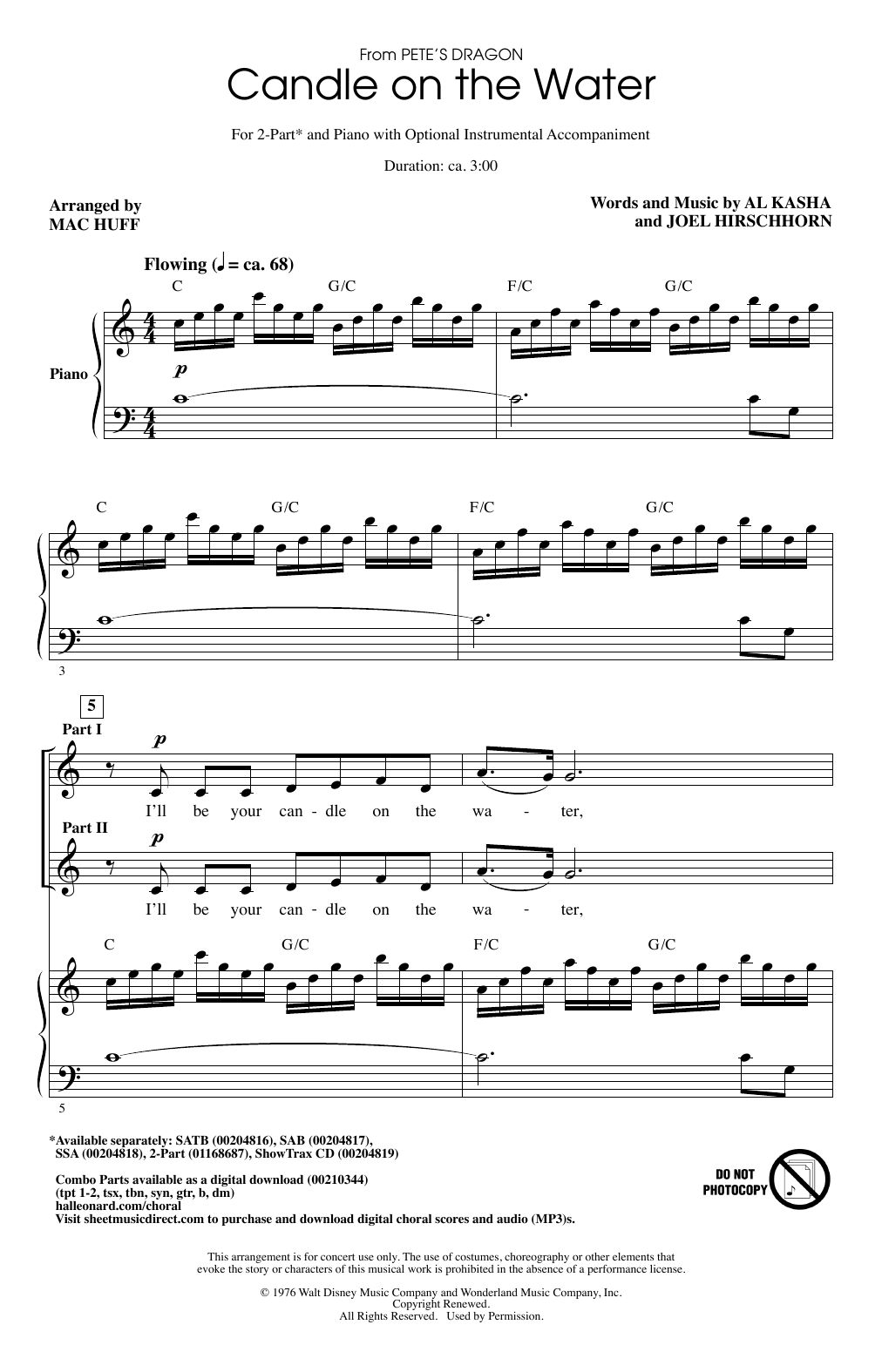 Candle On The Water (from Pete’s Dragon) (arr. Mac Huff)