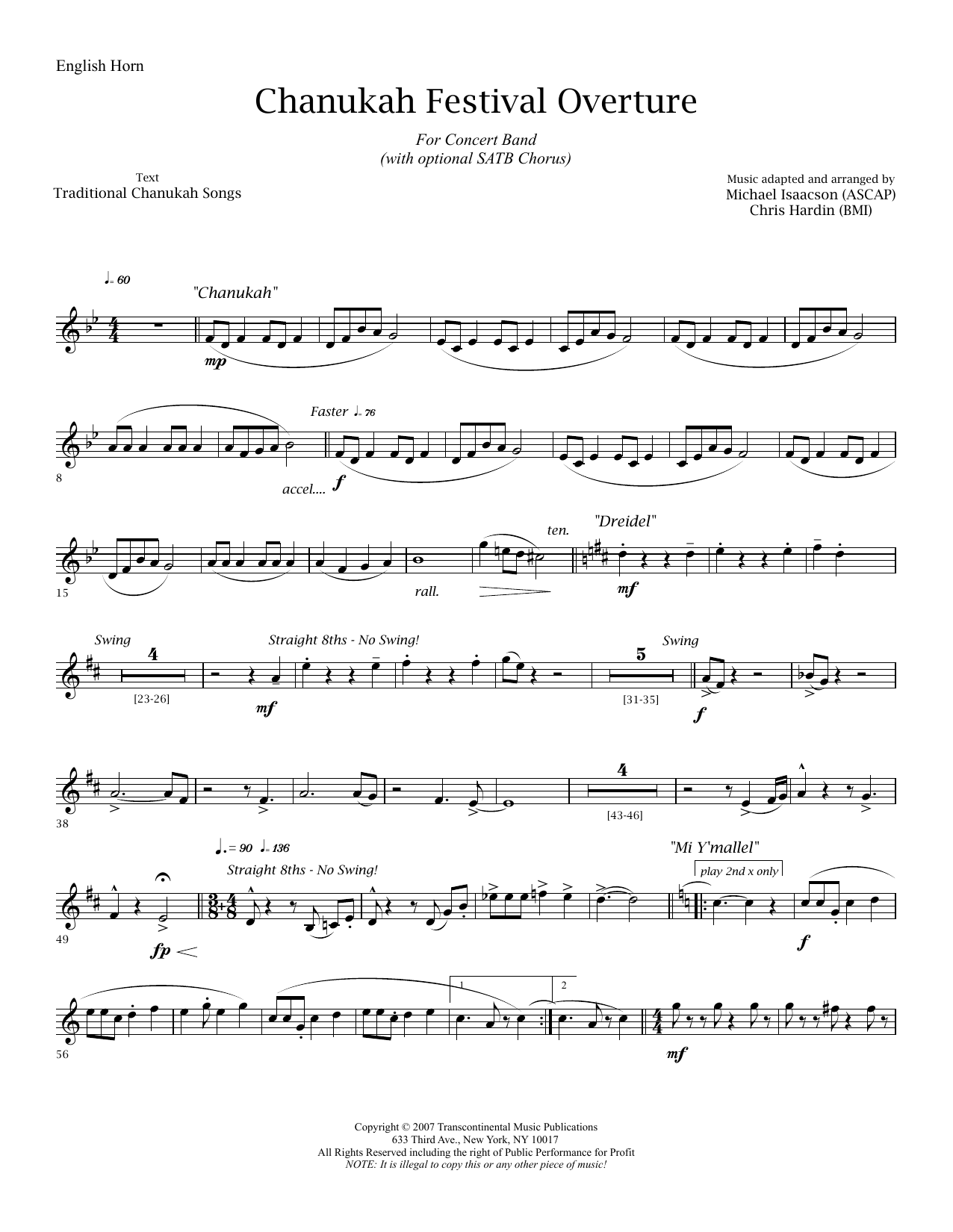 Chanukah Festival Overture – English Horn Chanukah Festival Overture – English Horn