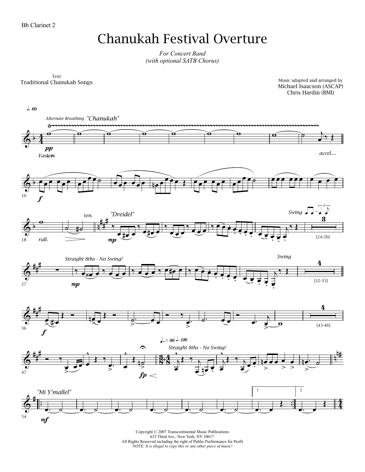 Chanukah Festival Overture – Bb Clarinet 2 Chanukah Festival Overture – Bb Clarinet 2