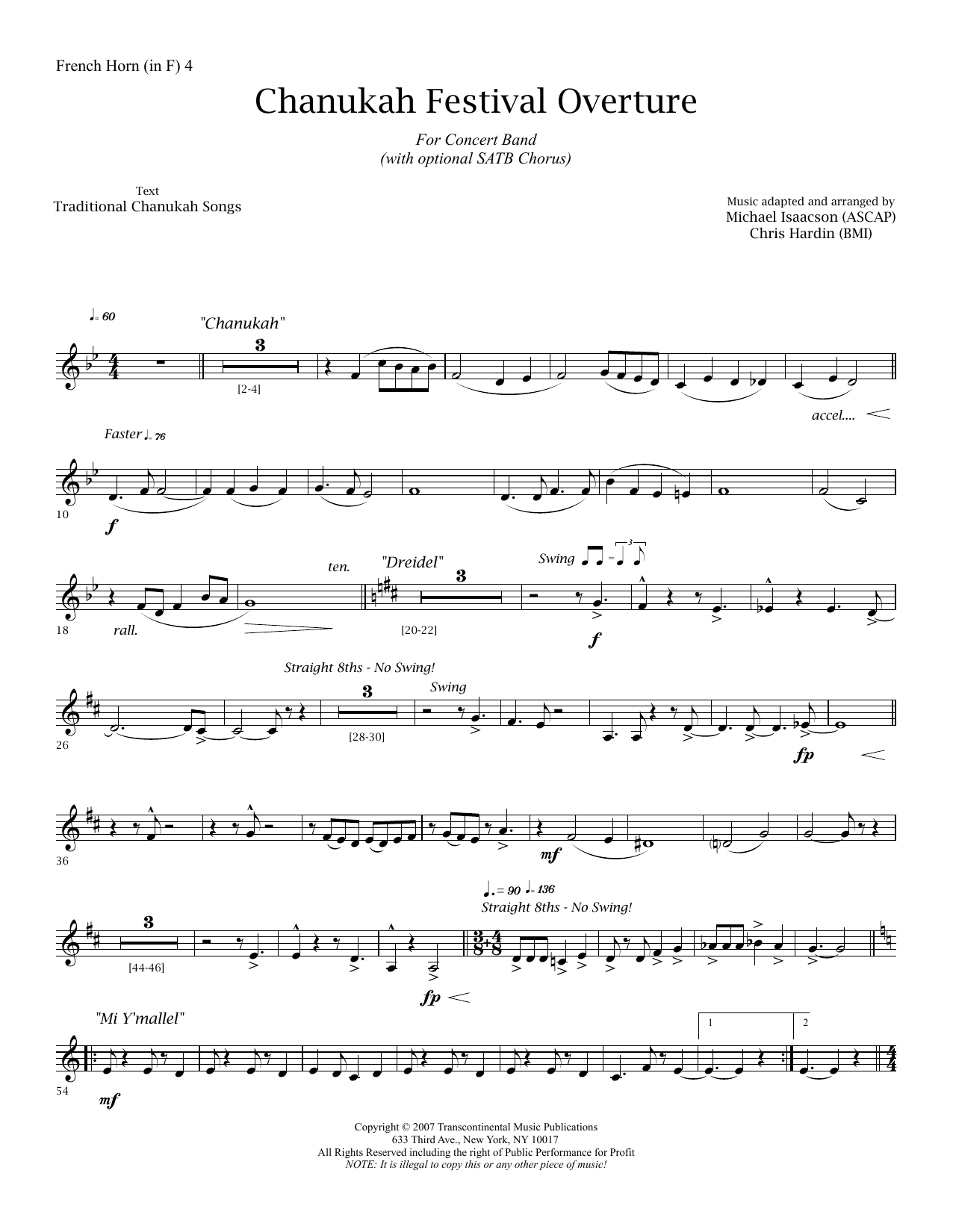 Chanukah Festival Overture – F Horn 4 Chanukah Festival Overture – F Horn 4