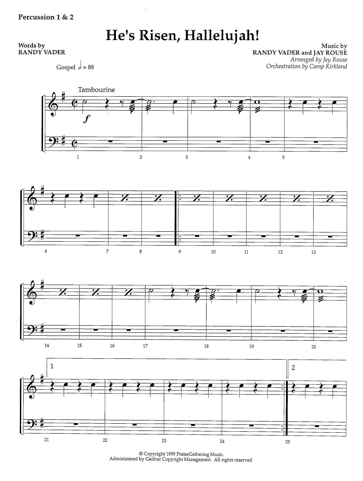 He’s Risen, Hallelujah! – Percussion 1 & 2 He’s Risen, Hallelujah! – Percussion 1 & 2