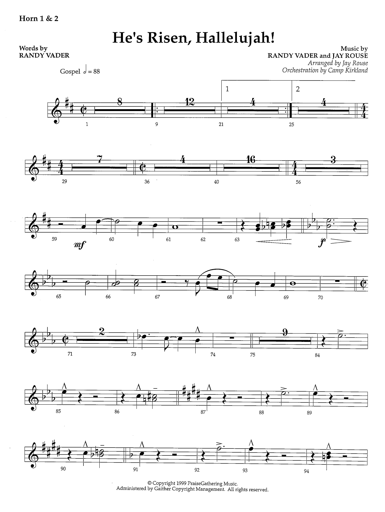 He’s Risen, Hallelujah! – Alto Sax 1 & 2 He’s Risen, Hallelujah! – Alto Sax 1 & 2