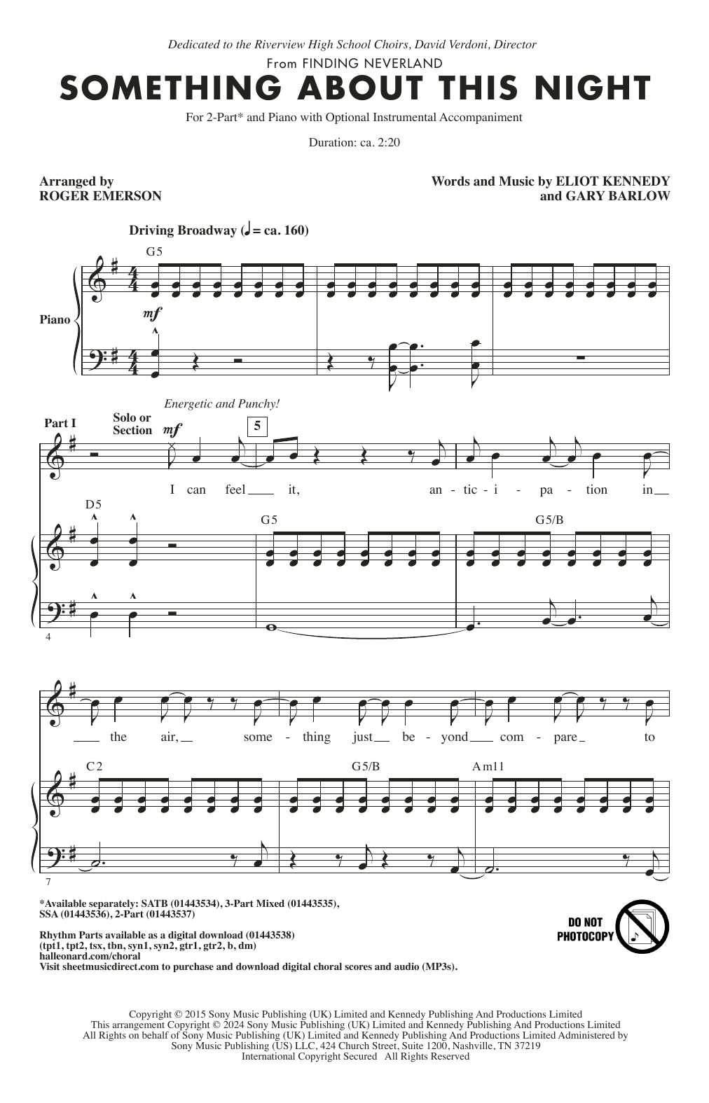 Something About This Night (from Finding Neverland) (arr. Roger Emerson)