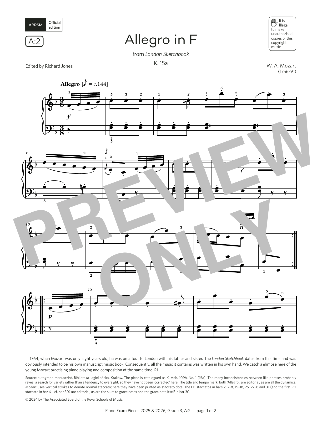 Allegro in F (Grade 3, list A2, from the ABRSM Piano Syllabus 2025 & 2026) Allegro in F (Grade 3, list A2, from the ABRSM Piano Syllabus 2025 & 2026)