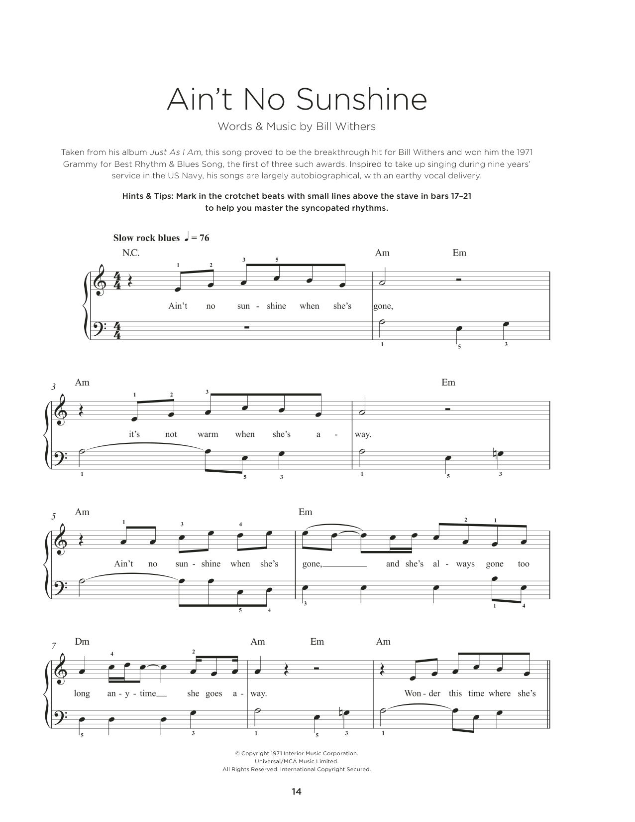 Ain’t No Sunshine Ain’t No Sunshine