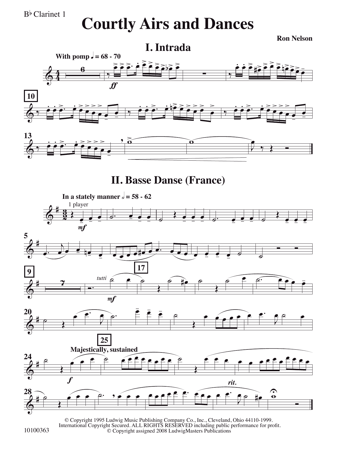 Courtly Airs and Dances – Clarinet 1 Courtly Airs and Dances – Clarinet 1