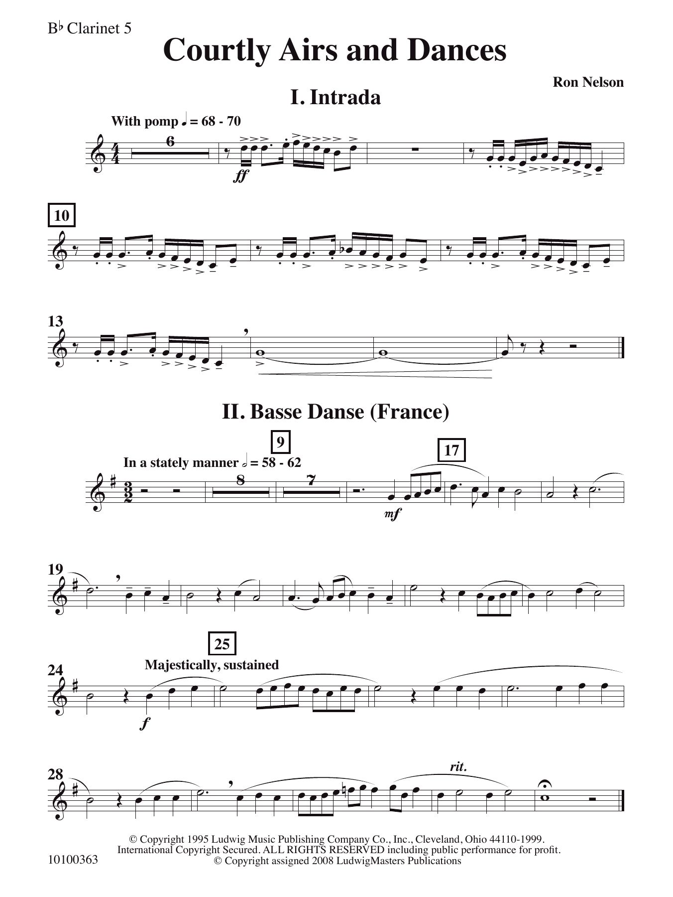 Courtly Airs and Dances – Bb Clarinet 5 Courtly Airs and Dances – Bb Clarinet 5