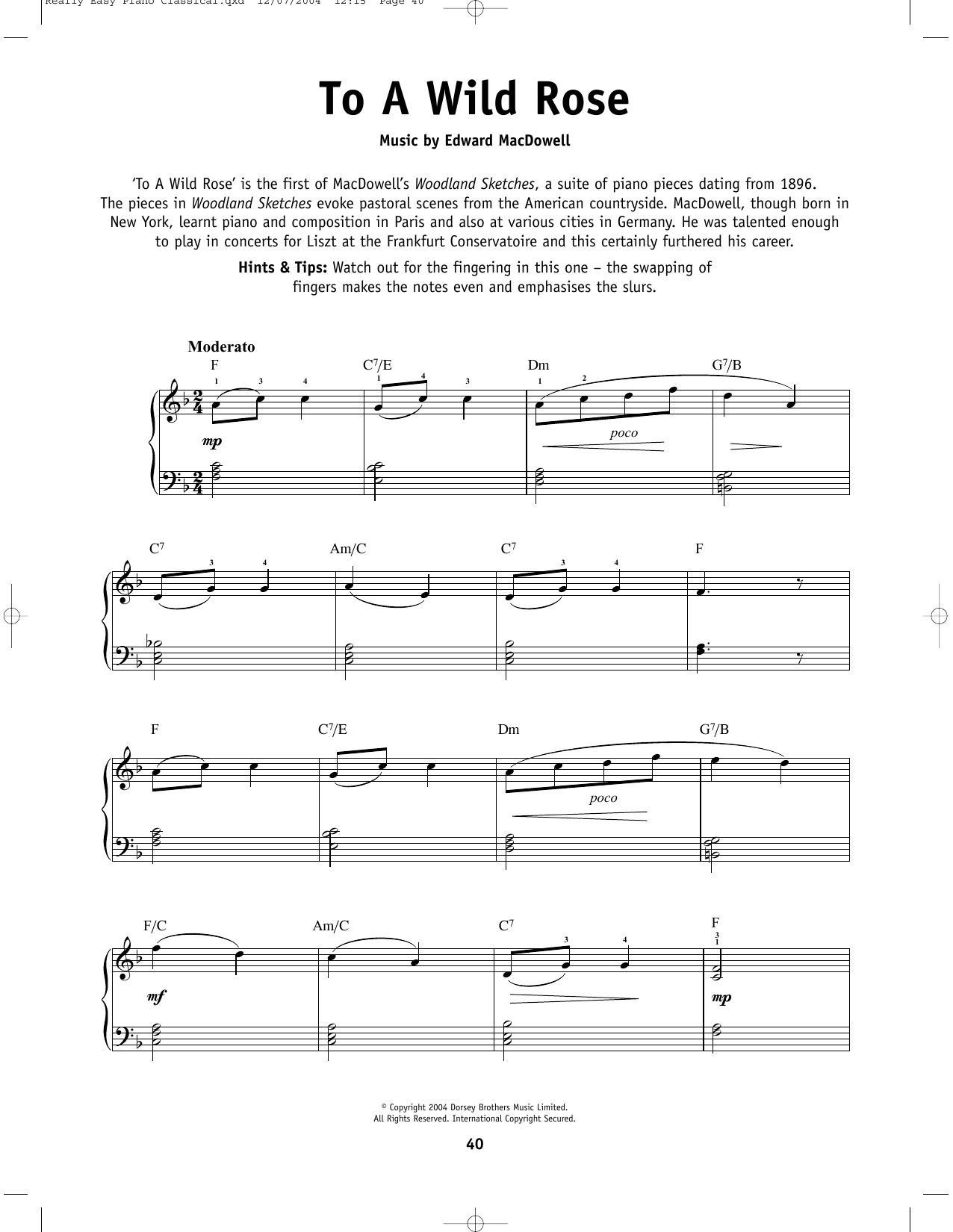 To A Wild Rose, Op. 51, No. 1 To A Wild Rose, Op. 51, No. 1