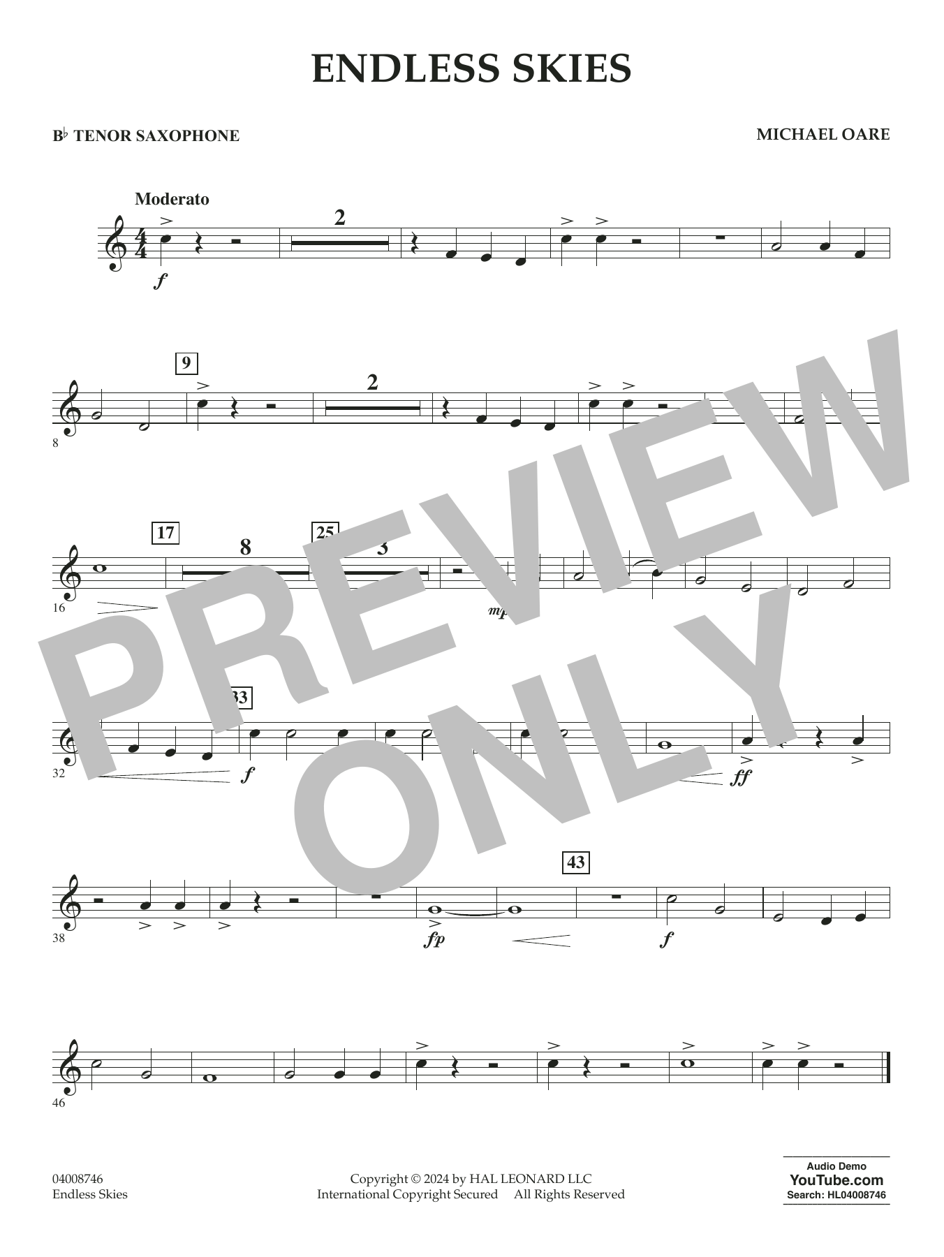 Endless Skies – Bb Tenor Saxophone Endless Skies – Bb Tenor Saxophone
