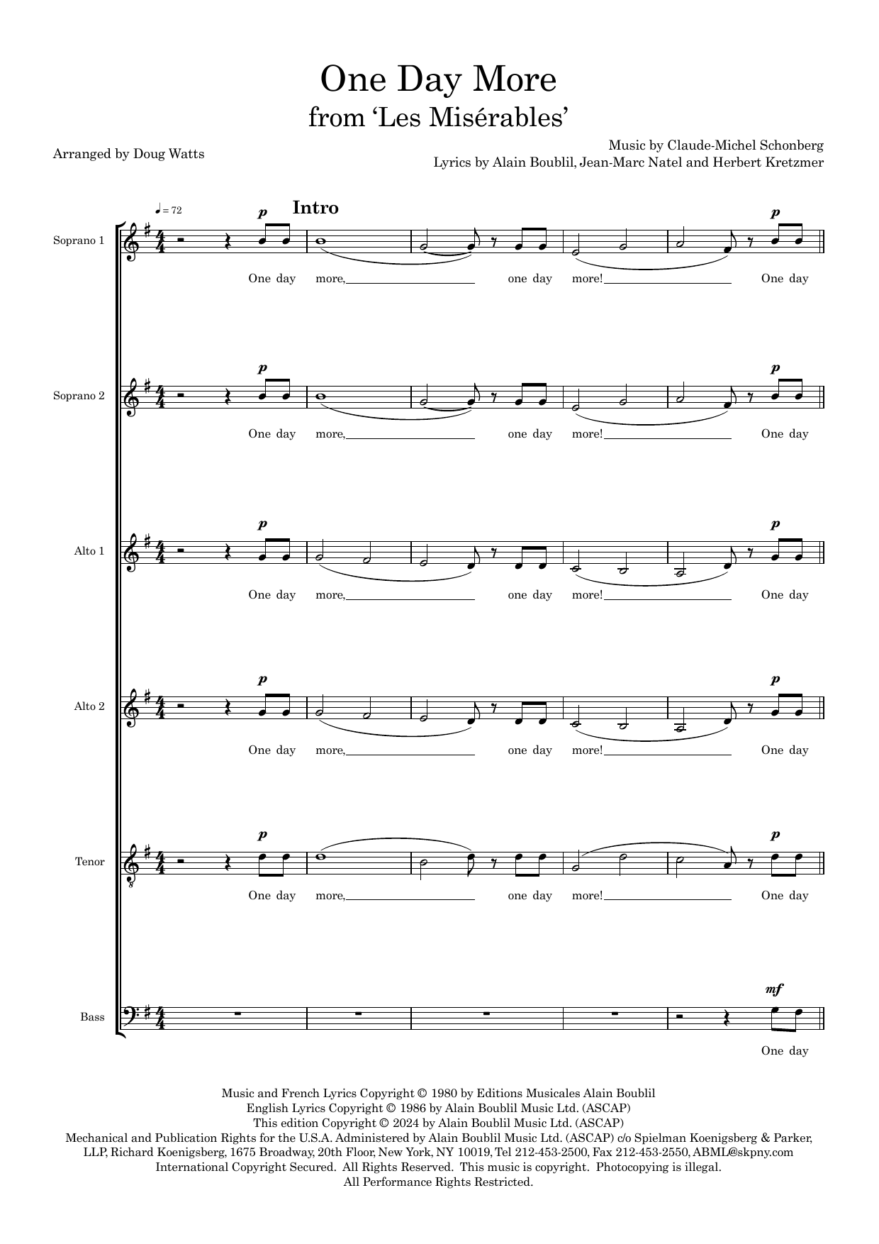 One Day More (from Les Miserables) (arr. Doug Watts) One Day More (from Les Miserables) (arr. Doug Watts)