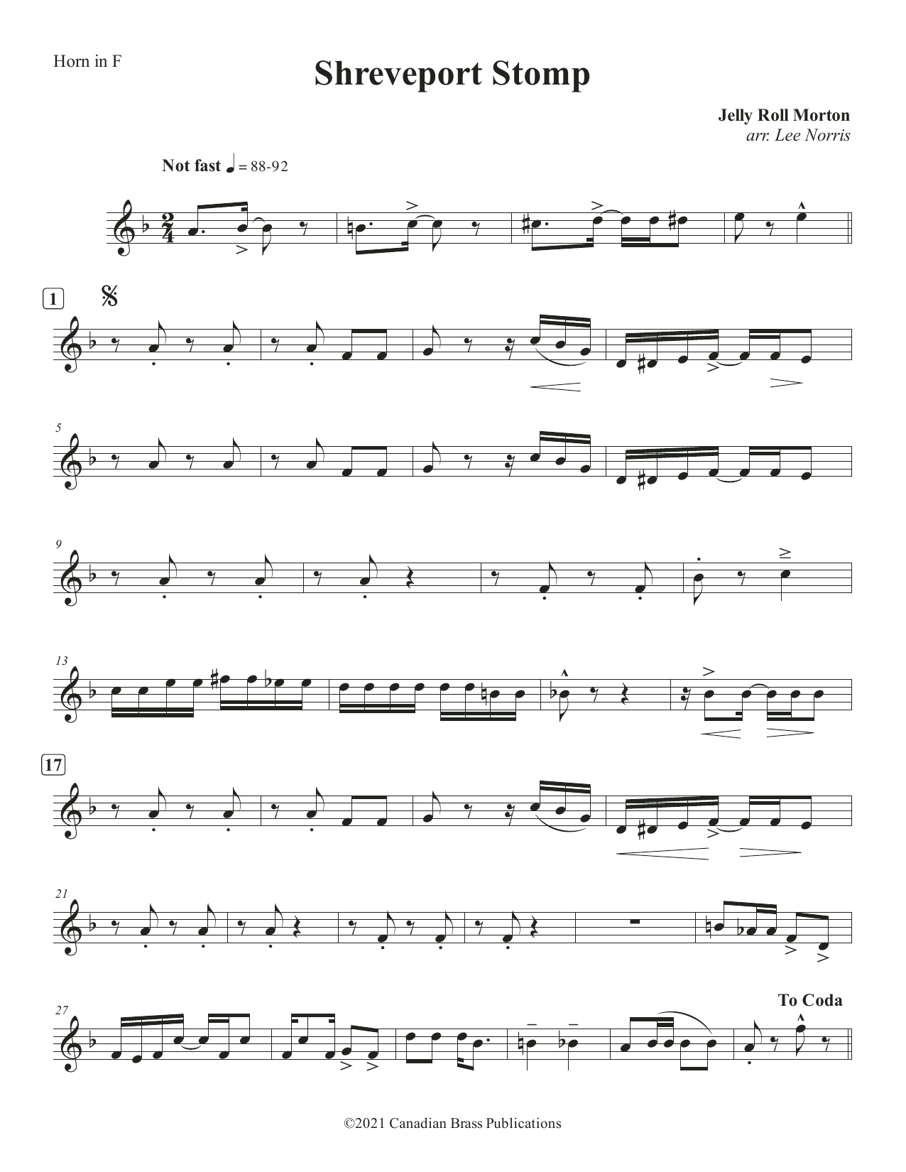 Shreveport Stomp – F Horn Shreveport Stomp – F Horn